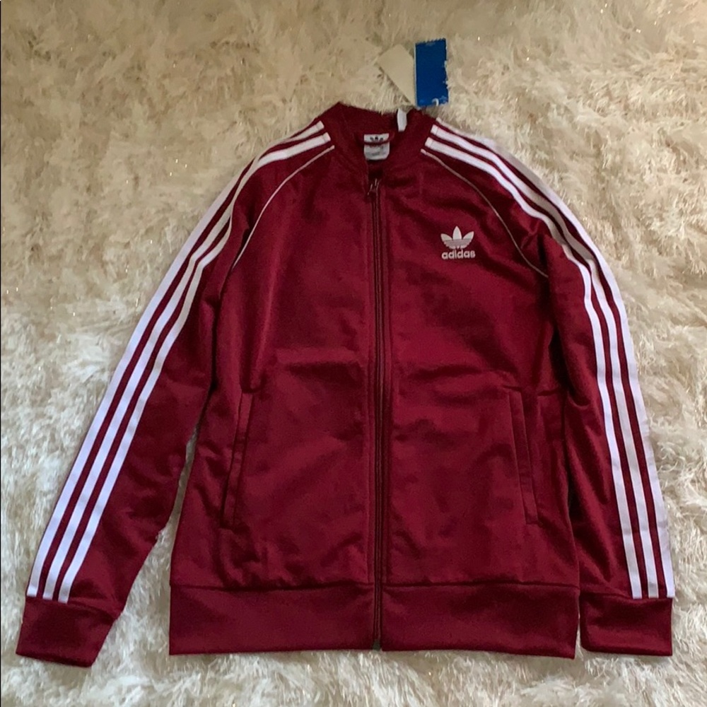 Adidas burgundy track jacket
